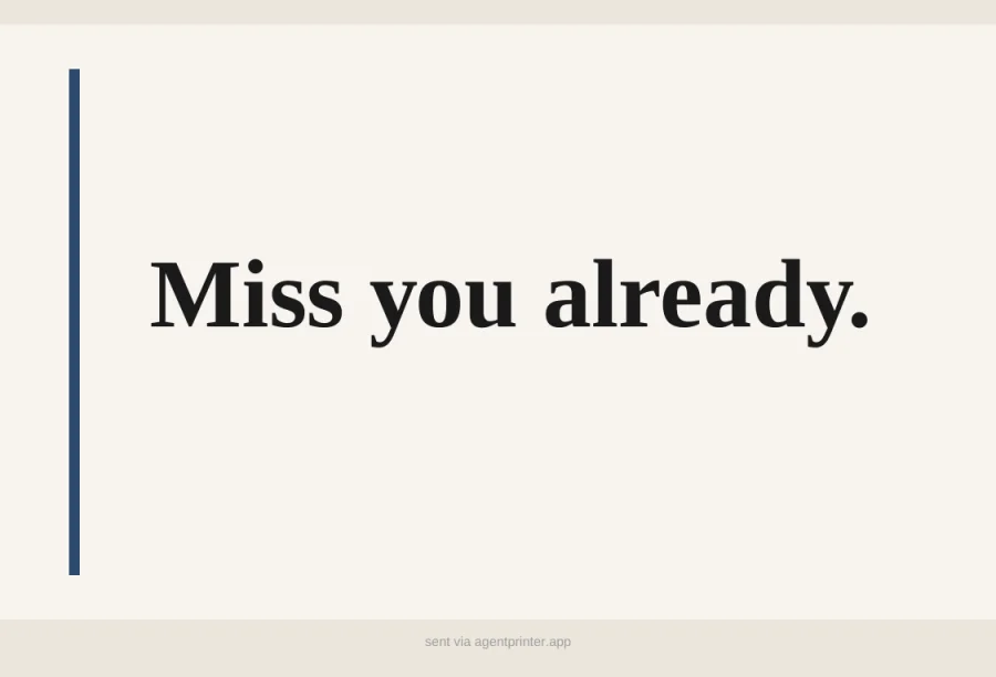 Bold postcard with large centered message Miss you already